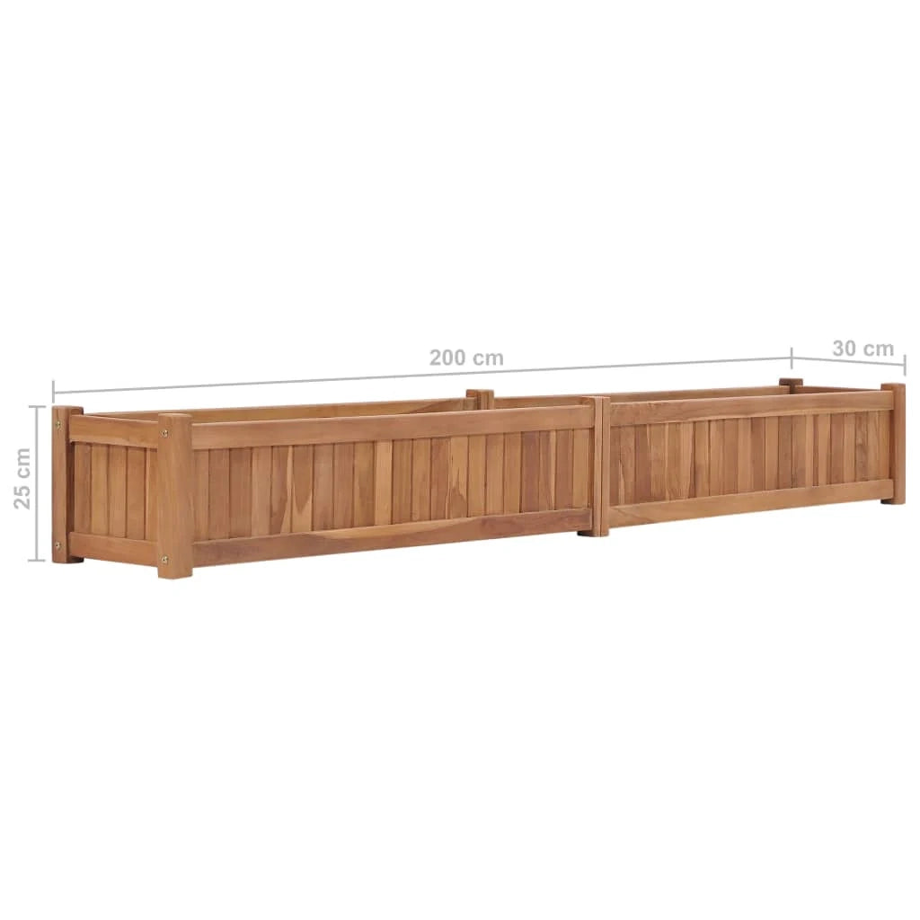 Fioriera rialzata per piante fiori terrazza giardino 200 x 30 x 25 cm legno massello di teak marrone 02_0039222