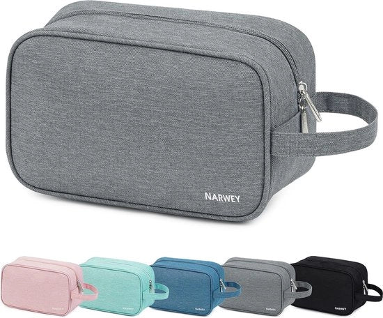 Kit di viaggio per toilette uomo e donna, set di accessori e articoli da bagno (grigio)