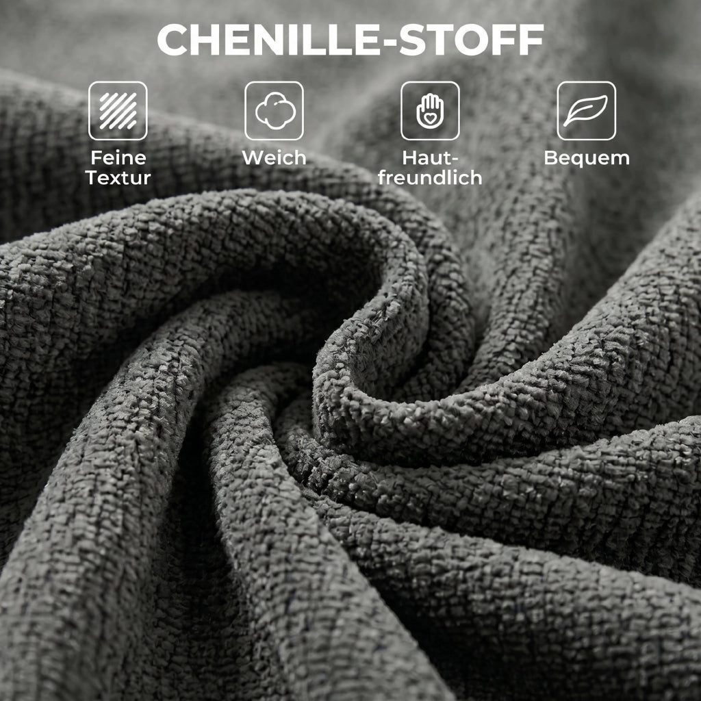 Poltrona Letto Pieghevole in Tessuto Chenille ¨C Xylo ¨C Grigio con Cuscino di Supporto Spesso