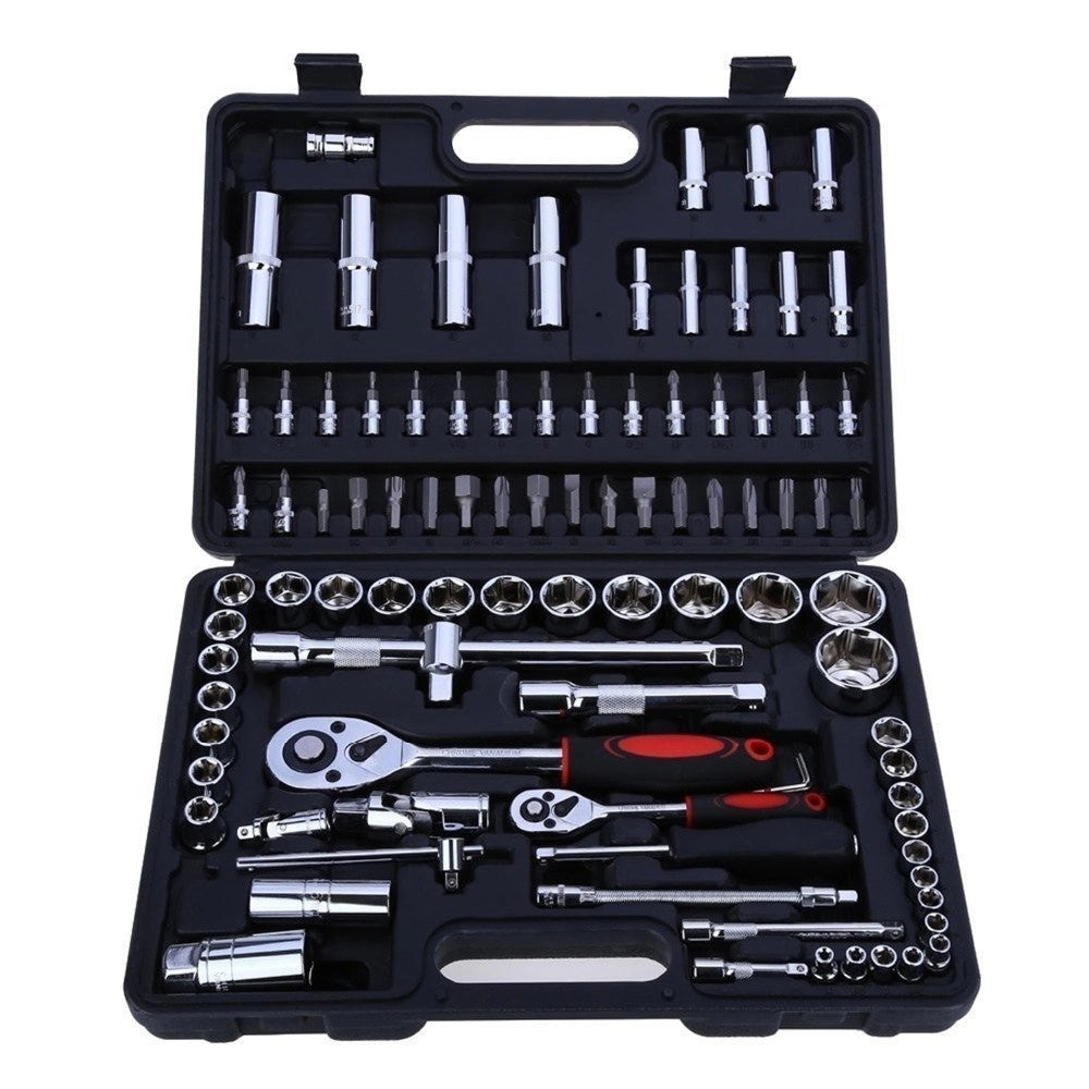 Trade Shop - Cassetta Valigetta Set Cricchetto 94 Pz Kf-94 Acciaio Cromo Vanadio 1/2" 1/4" -