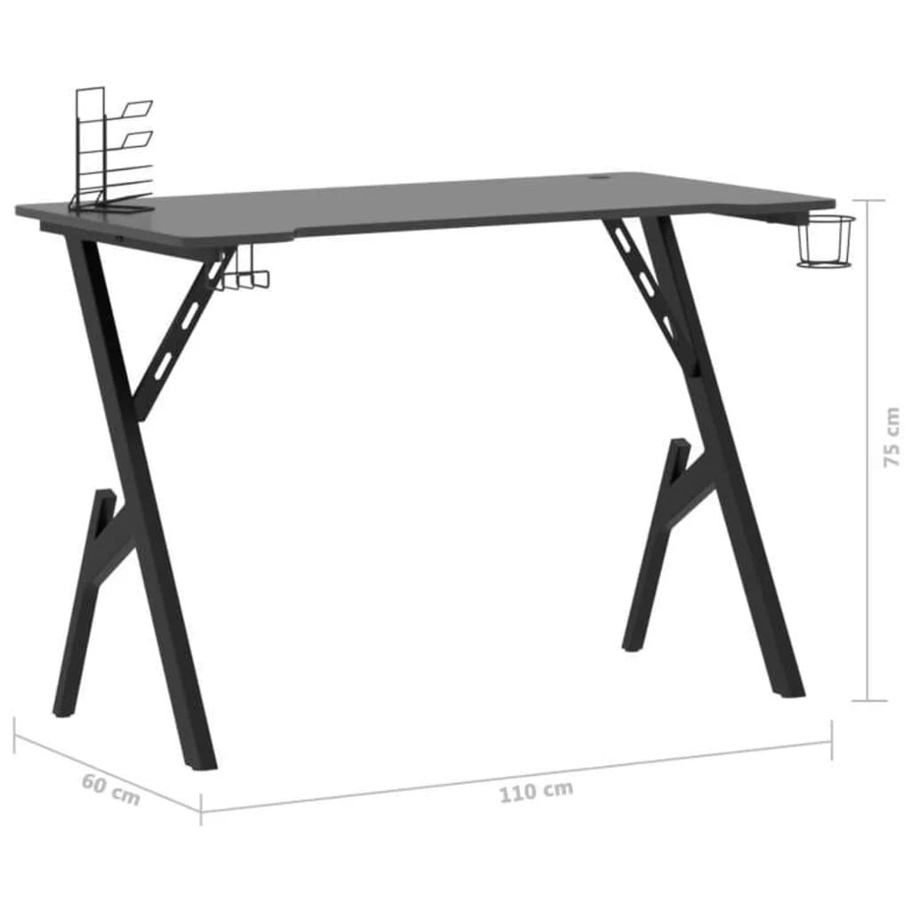 Scrivania tavolo postazione di lavoro mobile per computer studio per computer scrivania da gioco con gambe a Y 110 x 60 x 75 cm nero 02_0023771