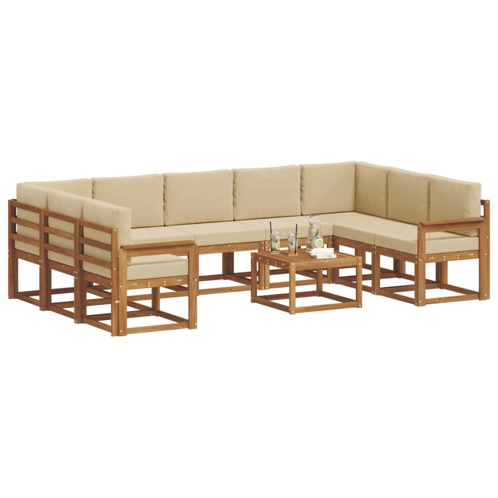 Set di divani da esterno con cuscino 10 pcs Naturale e Beige