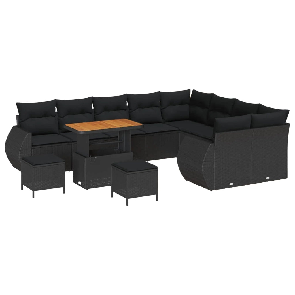Set Divano da Giardino con cuscino 12 pcs Nero 3363864