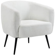 Poltrona in tessuto boucl¨¦ con braccioli e gambe in metallo nero ¨C Zephmum ¨C 72x73x73 cm bianco
