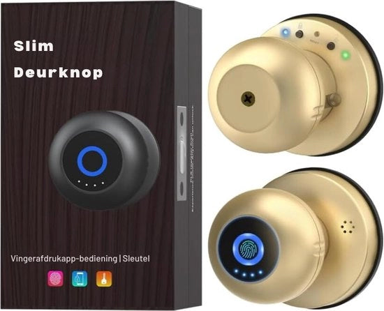 Deurknop Slimme met Slot Vingerafdruk Biometrische Sleutelloze Ingang Elektronica Digitale Bluetooth App Bediening WiFi Deurslot per Slaapkamer Interieur Appartement Garage Voordeur Goud