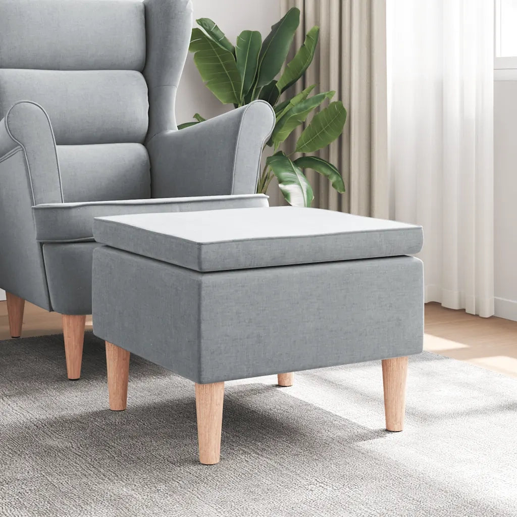 Poggiapiedi con Gambe in Legno Grigio Chiaro in Tessuto 329446