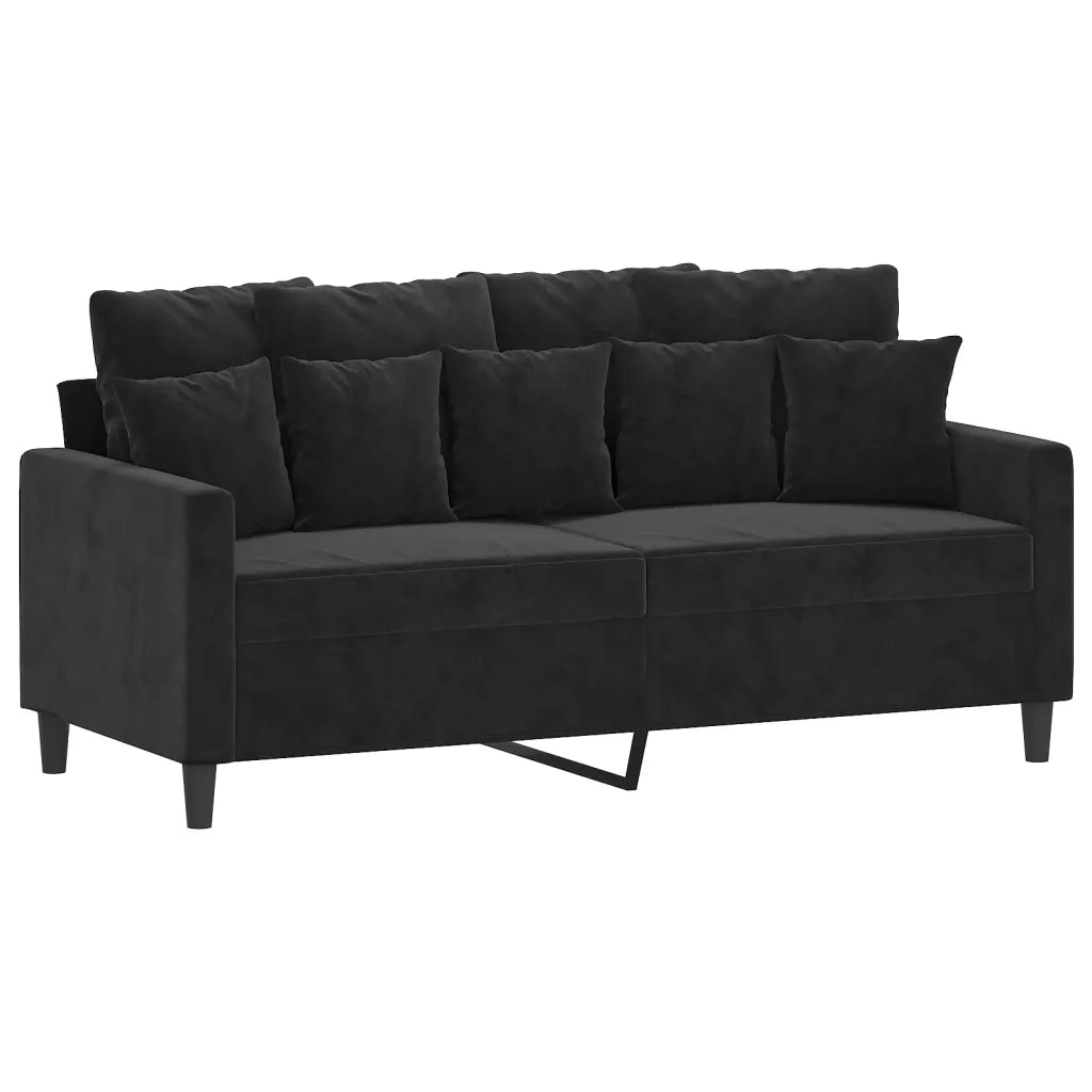Set di Divani 3 pz con Cuscini Nero in Velluto