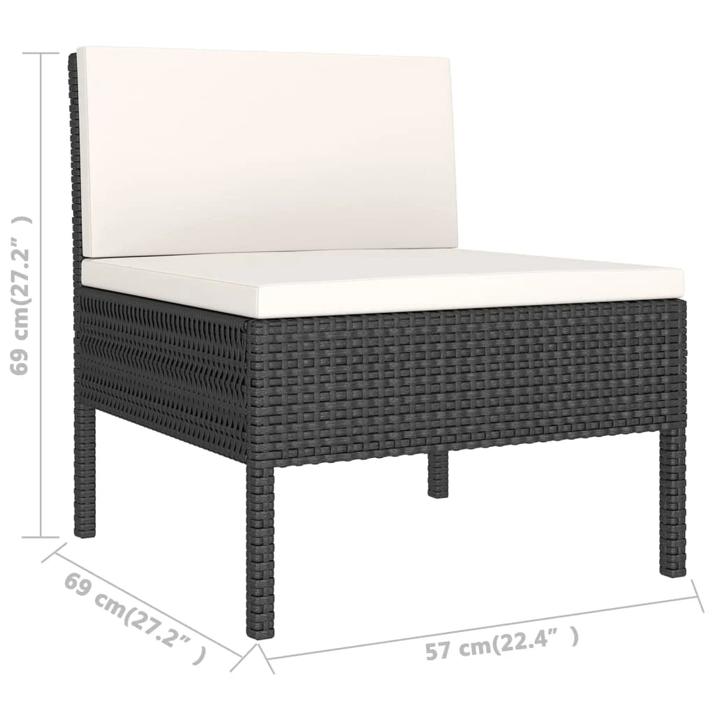 Set di mobili da giardino set arredamento da esterno 5 pezzi con cuscini in polyrattan nero 02_0016481