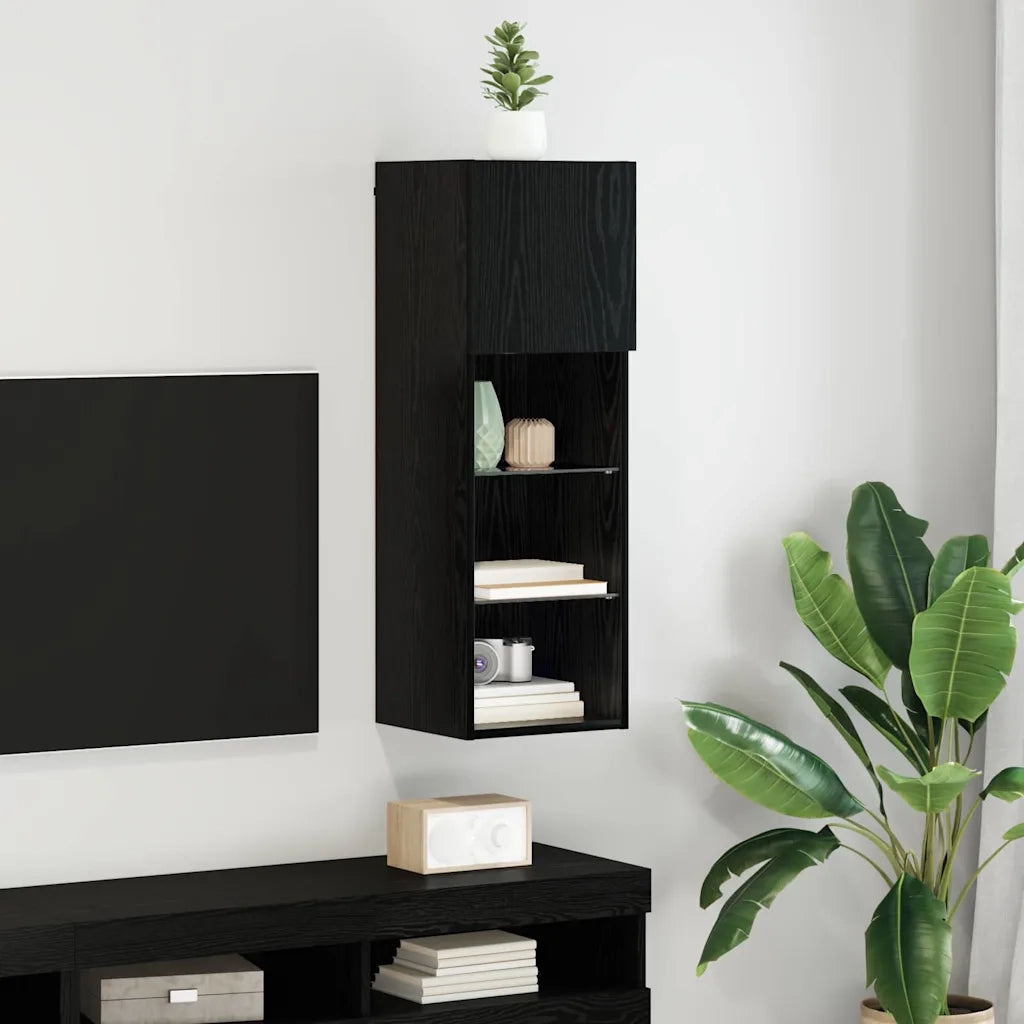 Mobile TV da parete-Mobile TV a Muro-Credenza TV Rovere Nero 30,5 x 30 x 90 cm 925522