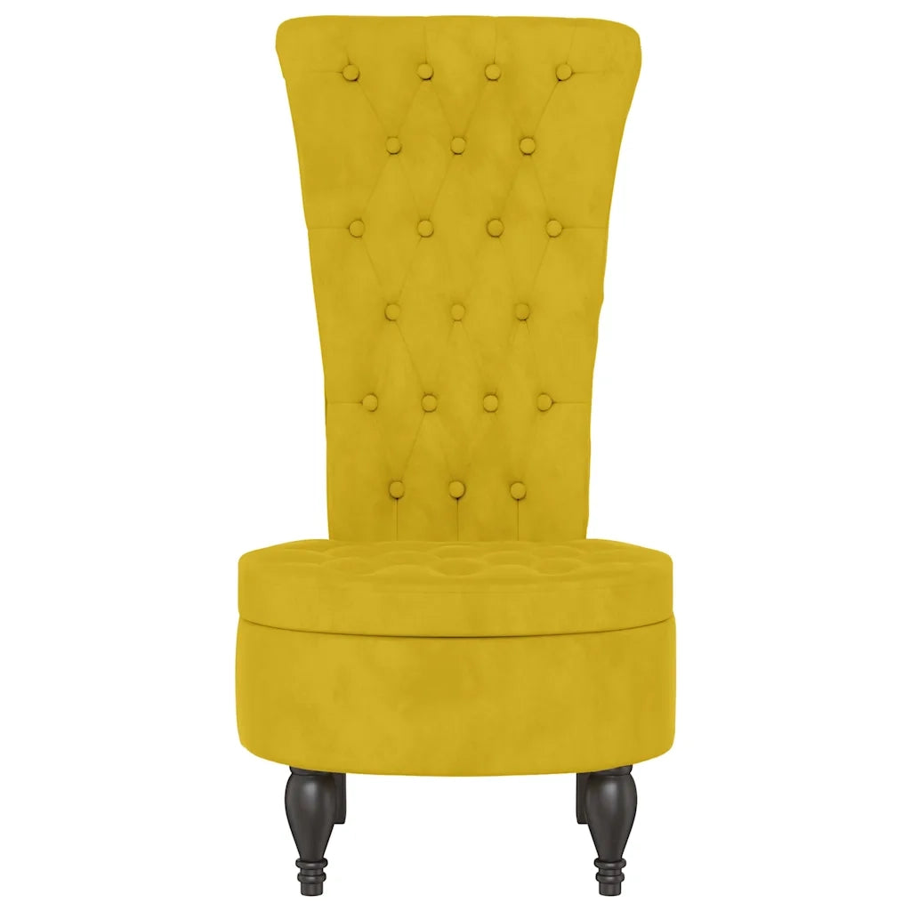 Sedia con Schienale Alto Design con Bottoni in Velluto Giallo 352469