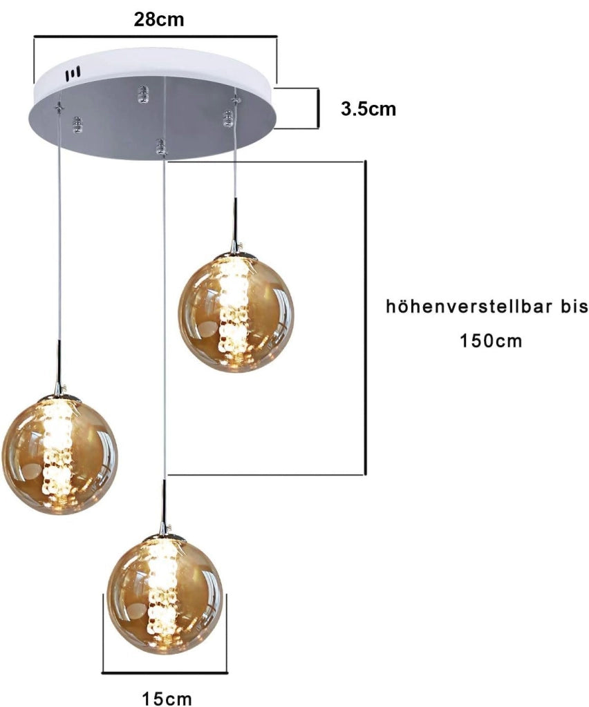 ZMH Lampada a sospensione a LED in vetro regolabile in altezza per illuminazione del soggiorno