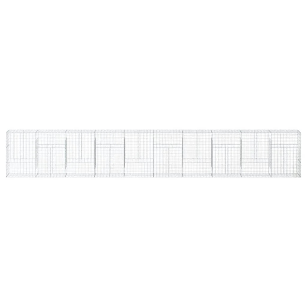 Gabbione recinto a gabbia muro di contenimento con coperchio 1000 x 50 x 150 cm ferro zincato argento 02_0040116
