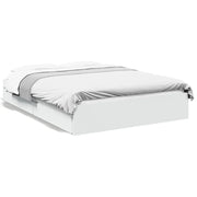 Letto matrimoniale | Letto per adulti | Giroletto con Cassetti Bianco 140x190 cm in Legno Multistrato
