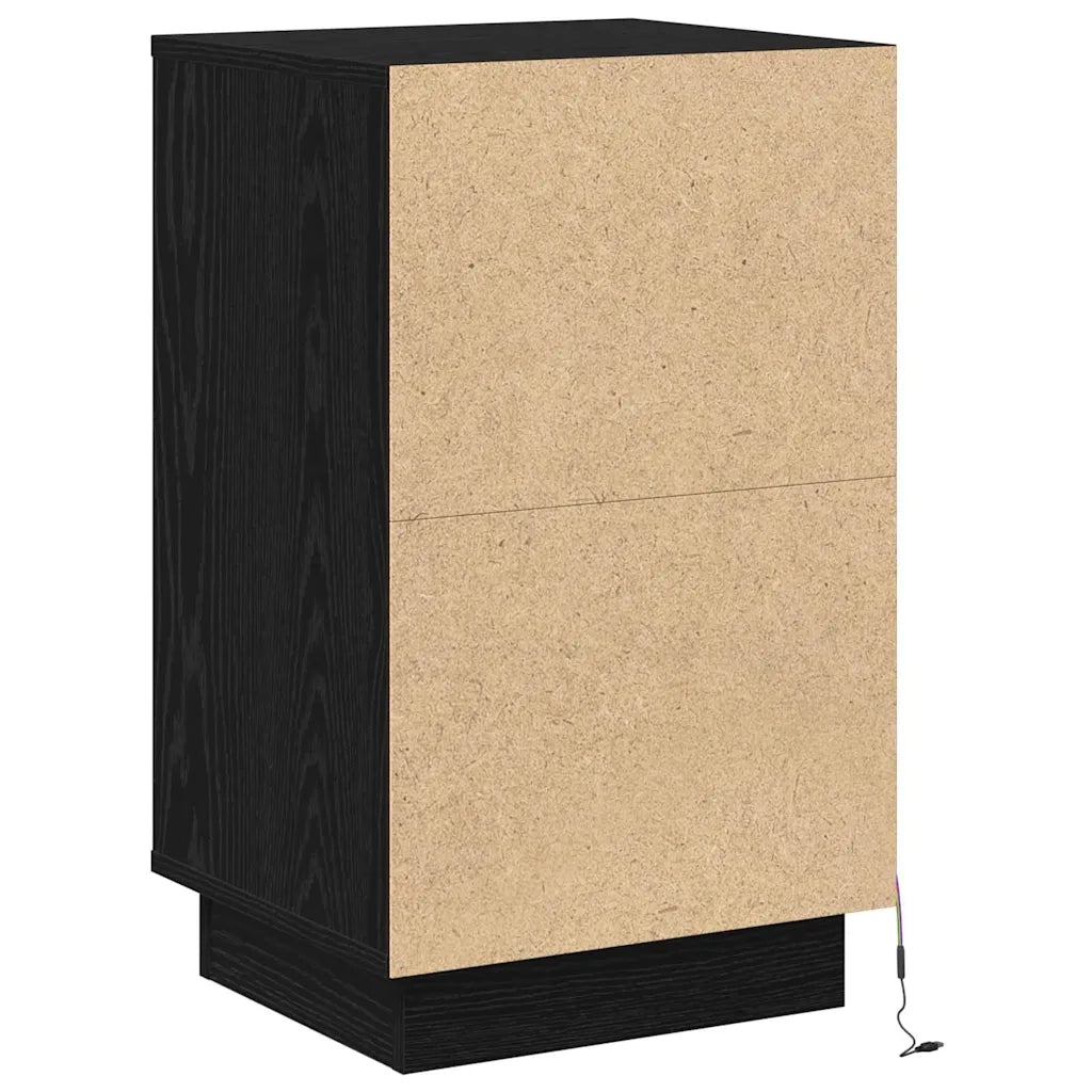 Comodino | Armadio da Notte | Mobiletto da notte con cassetto Rovere Nero 39 x 34,5 x 65 cm