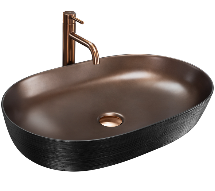 Lavabo Da Appoggio In Ceramica Cleo 61 Copper Bush / Black -rea