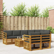Set divani 9 pcs Naturale e Antracite Legno di Acacia Massello