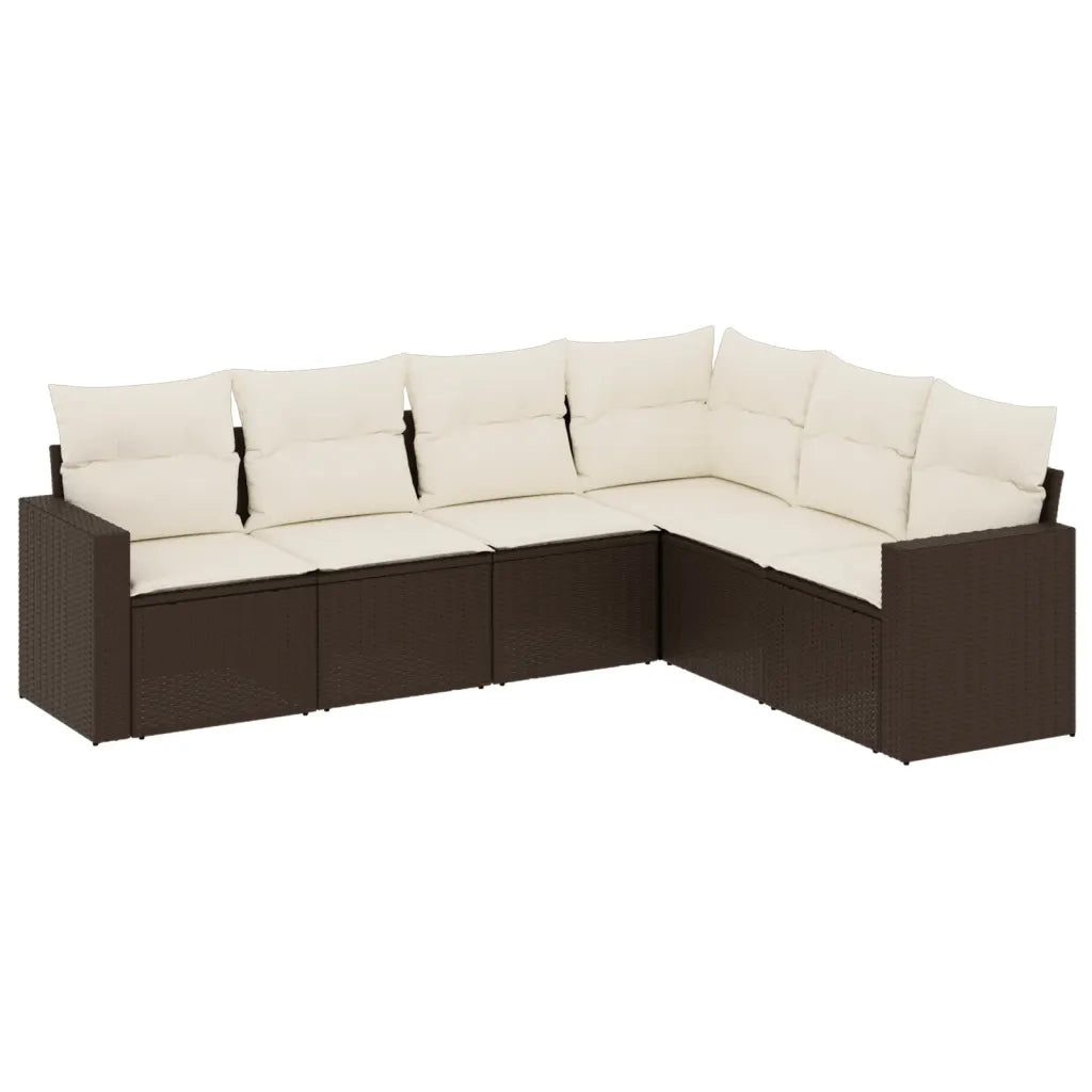 Set Divano da Giardino 6 pz con Cuscini Marrone in Polyrattancod mxl 114601