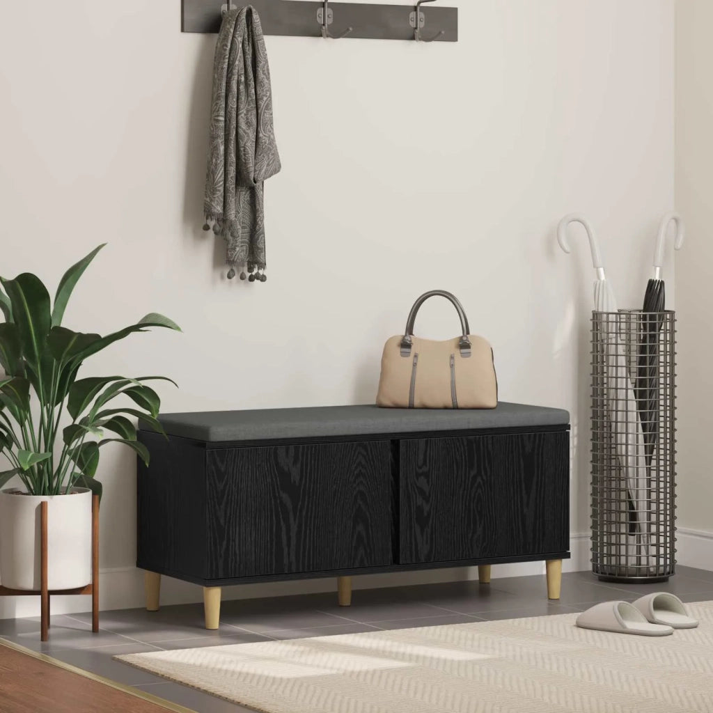 Panca per ingresso con cuscino-Sgabello-Panca da Corridoio Rovere Nero 60 x 38 x 46 cm 963257