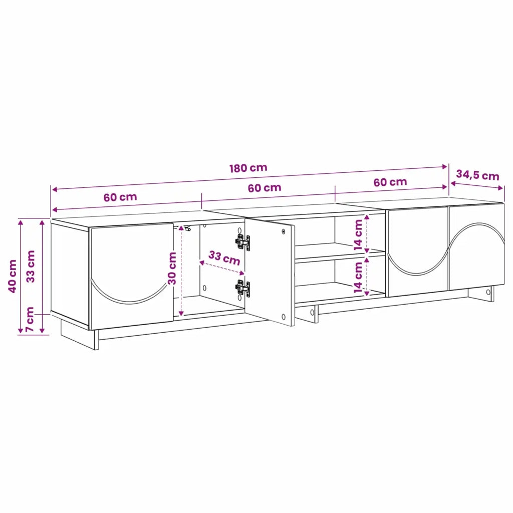 Supporto TV 179.5 x 34.5 x 40 cm Sonoma grigio 8011501