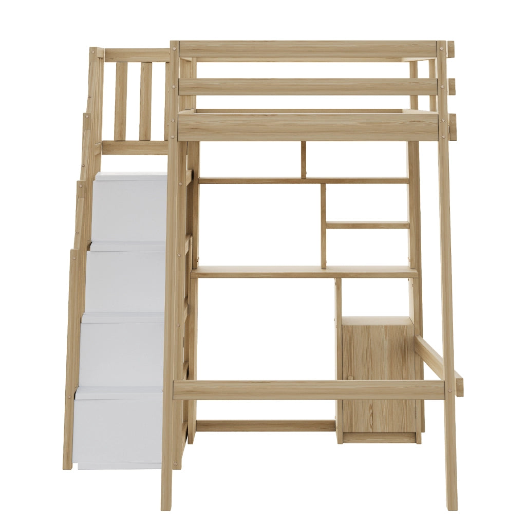 Letto letto alto; 90x200cm; scale di deposito; armadio; legno massiccio