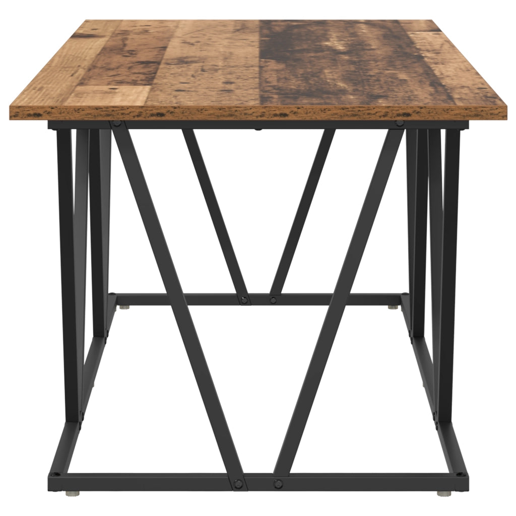 Tavolino da caffÃ¨  in legno vecchio 100x50x40 cm, realizzato in legno ingegnerizzato e metallo.