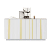 Credenza con 4 ante e ripiani regolabili per soggiorno in truciolare bianco 35×140×70 cm