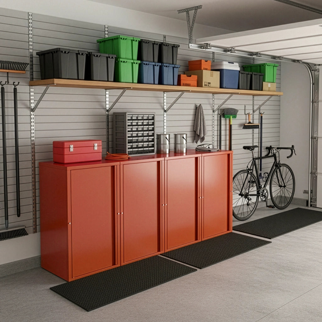 Armadio a Colonna Burlöv in Metallo Mobile per Archivio 88 x 40 x 35 cm Rosso Mattone [en.casa]