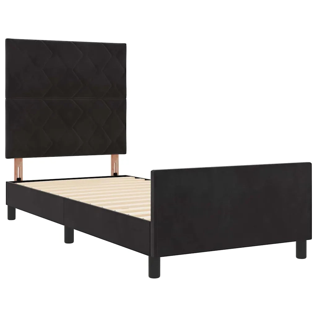 Letto a molle con testiera Nero 90 x 190 cm Velluto 3344977