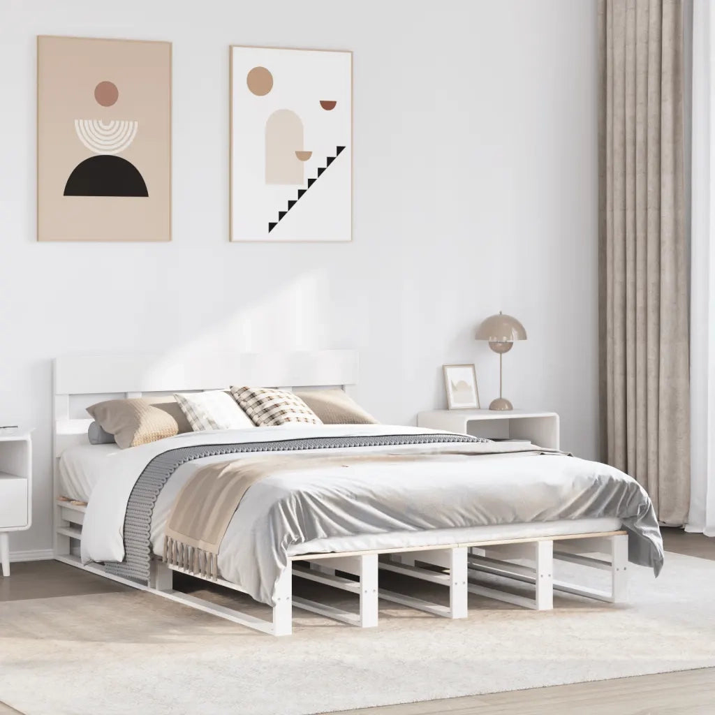 Letto matrimoniale | Letto per adulti | Letto senza Materasso Bianco 120x190 cm Legno Massello di Pino