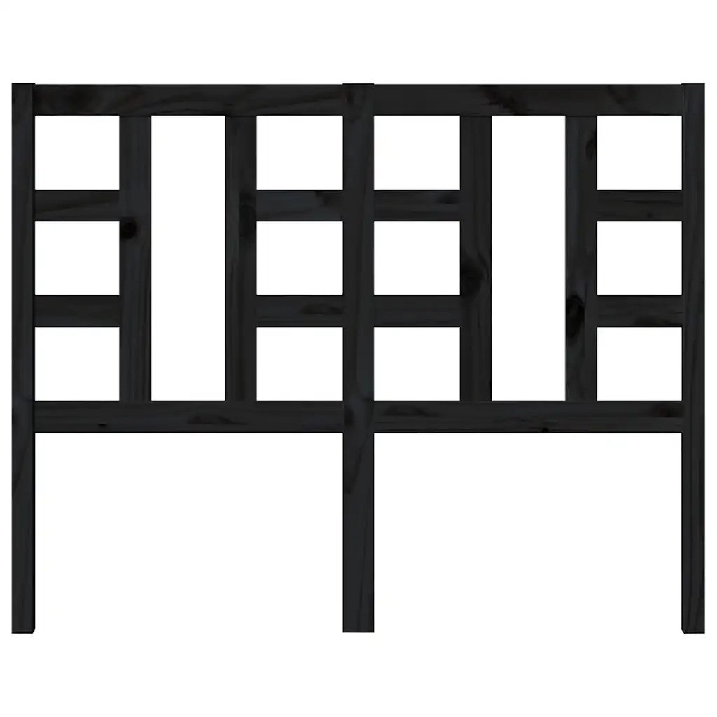 Testiera per Letto Nera 126x4x100 cm in Legno Massello di Pino 817834