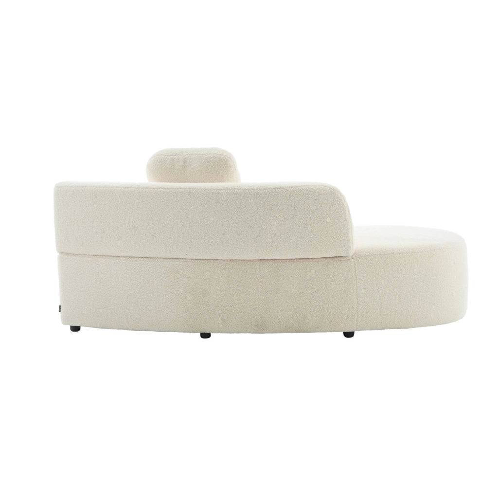 Divano organico a forma di virgola in bouclé, 2–3 posti, crema