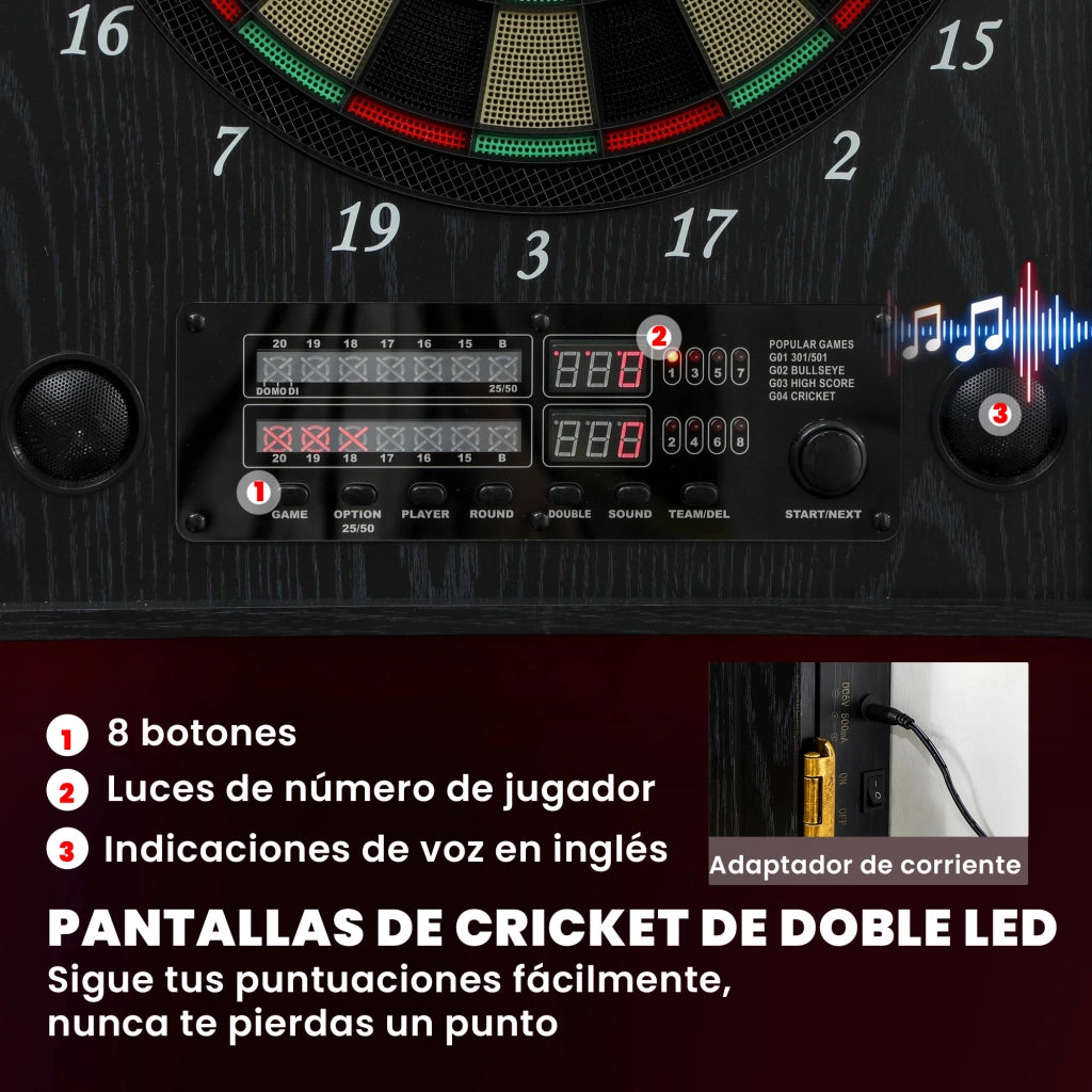 Bersaglio elettronico con freccette ¨C Zephmum ¨C 6 dardi punta morbida, 2 LED, 202 variazioni