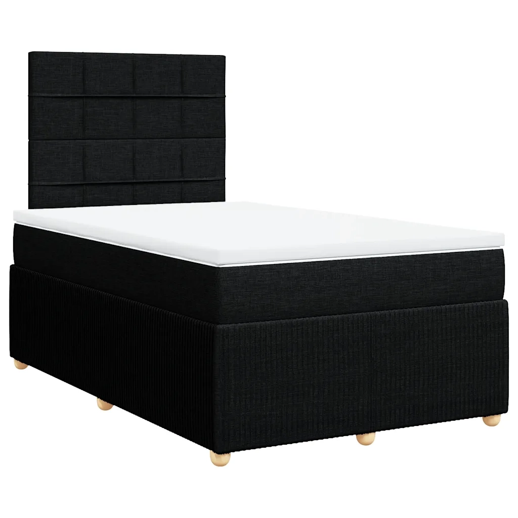 Giroletto a Molle con Materasso Nero 120x190 cm in Tessuto
