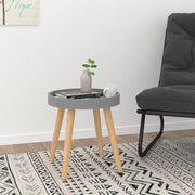 Tavolino Grigio 38x38x40cm Legno Multistrato e Massello di Pino cod mxl 16729
