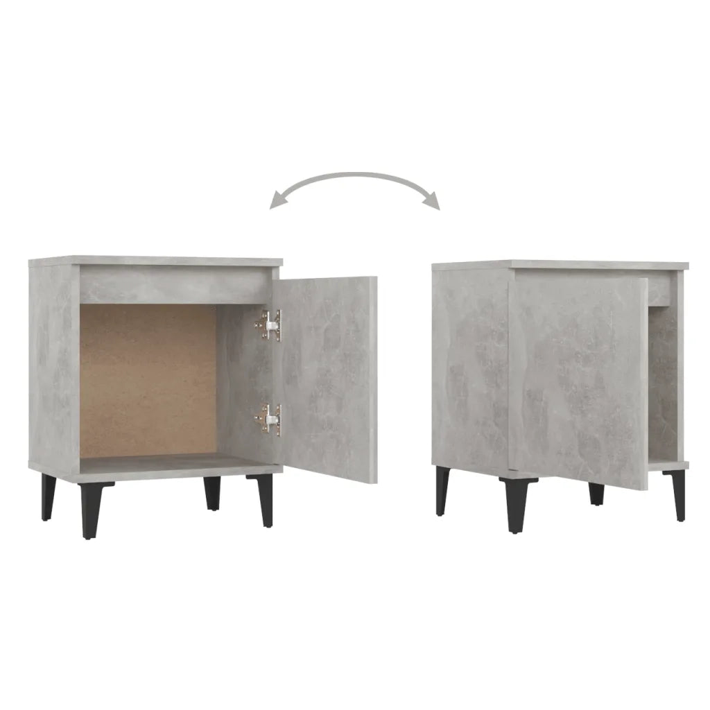 Comodini con Gambe in Metallo Grigio Cemento 40x30x50 cm 805842