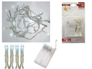 LUCI 40 LED BIANCO FREDDO A BATTERIA PER INTERNO- - mt.0,2 + 2,4 - 1 blister