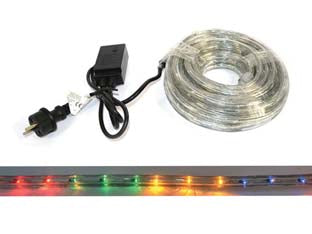 TUBO LUMINOSO 216 LED 3 VIE MULTICOLOR USO INT.EST. C/GIOCO LUCI MT.10- - mt.1 + 9 - 24 led/mt. - 1 pezzi