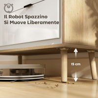 Credenza Moderna con 3 Cassetti e Armadietto Ante Lucide Bianco e Rovere