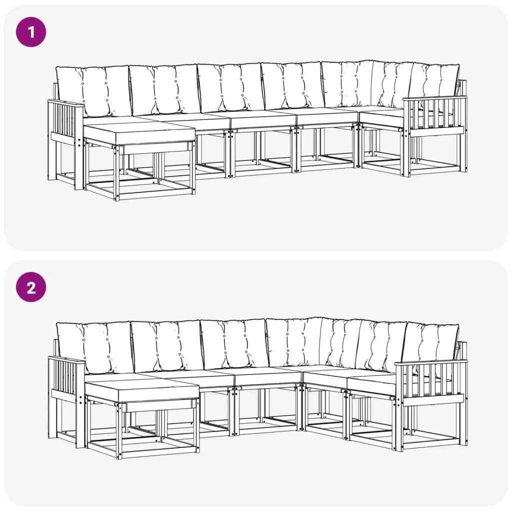 Set di divani da esterno 7 pcs Bianco e Grigio Chiaro