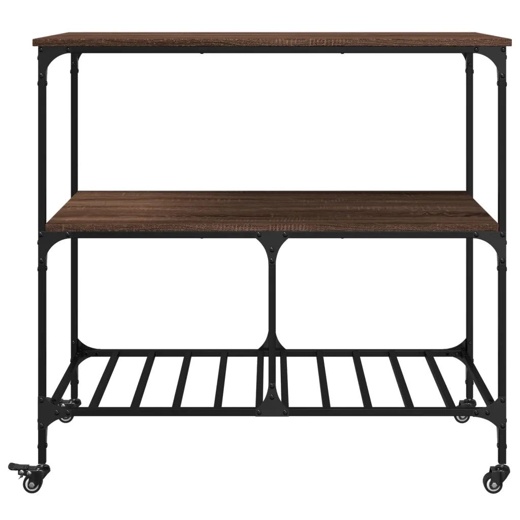 Carrello Cucina-Credenza Rovere Marrone 100x50x95 cm Legno Multistrato