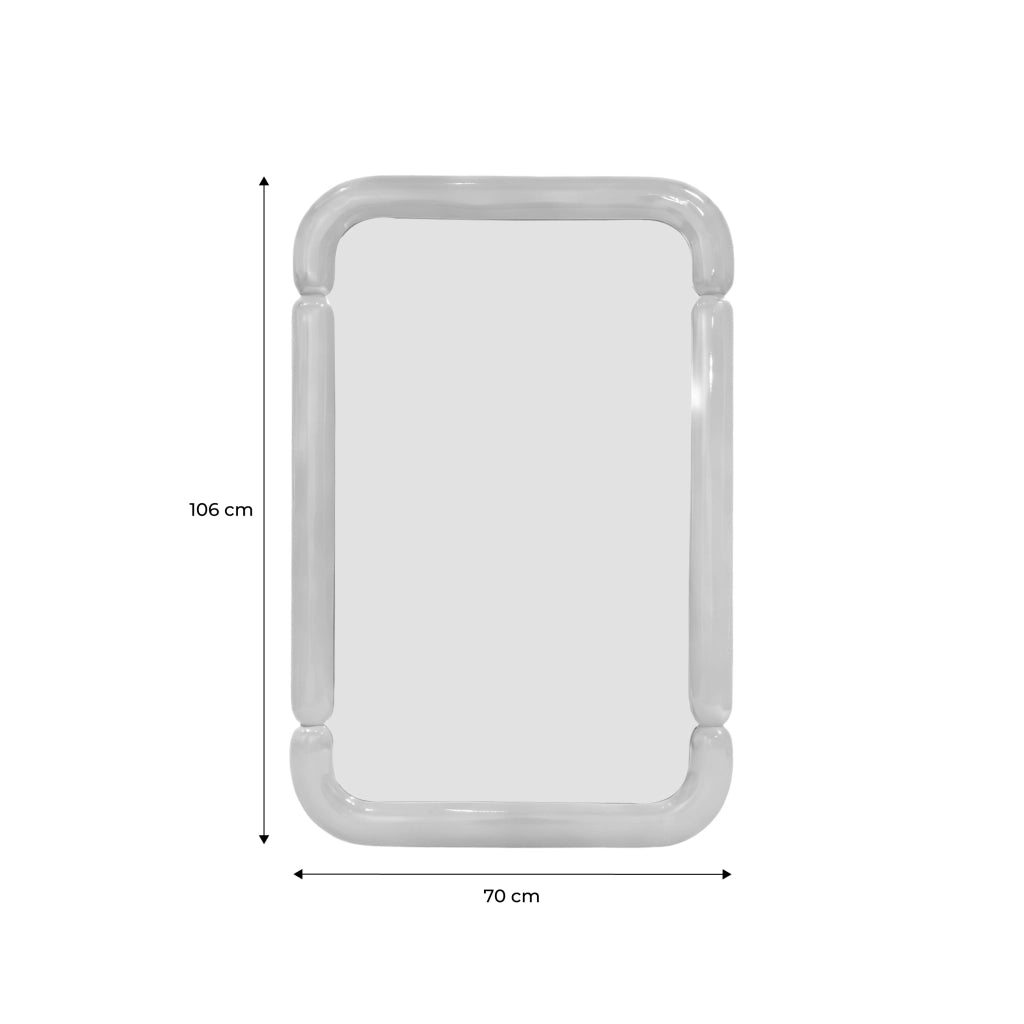 Specchio rettangolare decorativo in legno, 106cm, blu chiaro