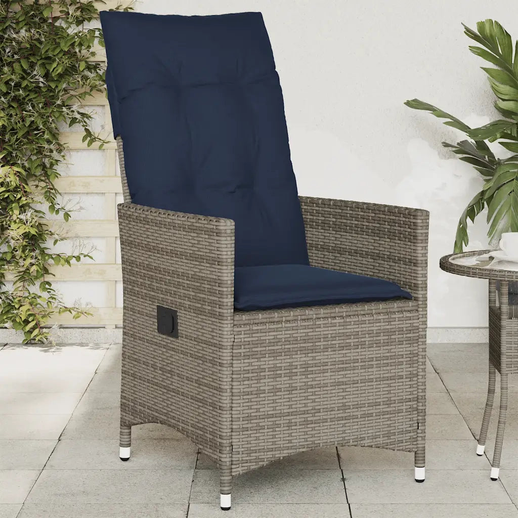 Sedia da Giardino | Sedie da Esterno reclinabile con cuscini grigia in polyrattan