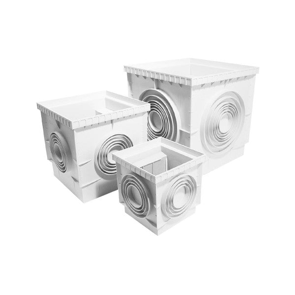 POZZETTO MONOLITICO D'ISPEZIONE IN PP CON FONDO - MM 300X300 - INGRESSO/USCITA ø 63-80-100-125-140