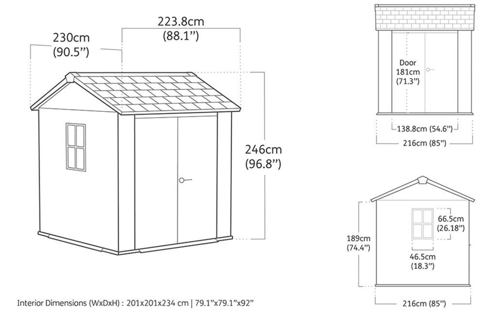 Casetta Box da Giardino 230x230x246 cm Keter Signature Apex 757/775 in Resina Effetto Legno Noce