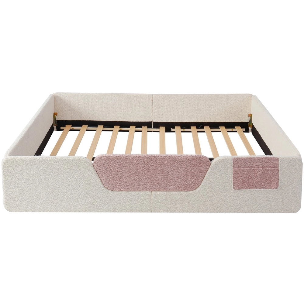 Letto Imbottito in Velluto ¨C Xylo ¨C 140x190, Beige, Senza Materasso