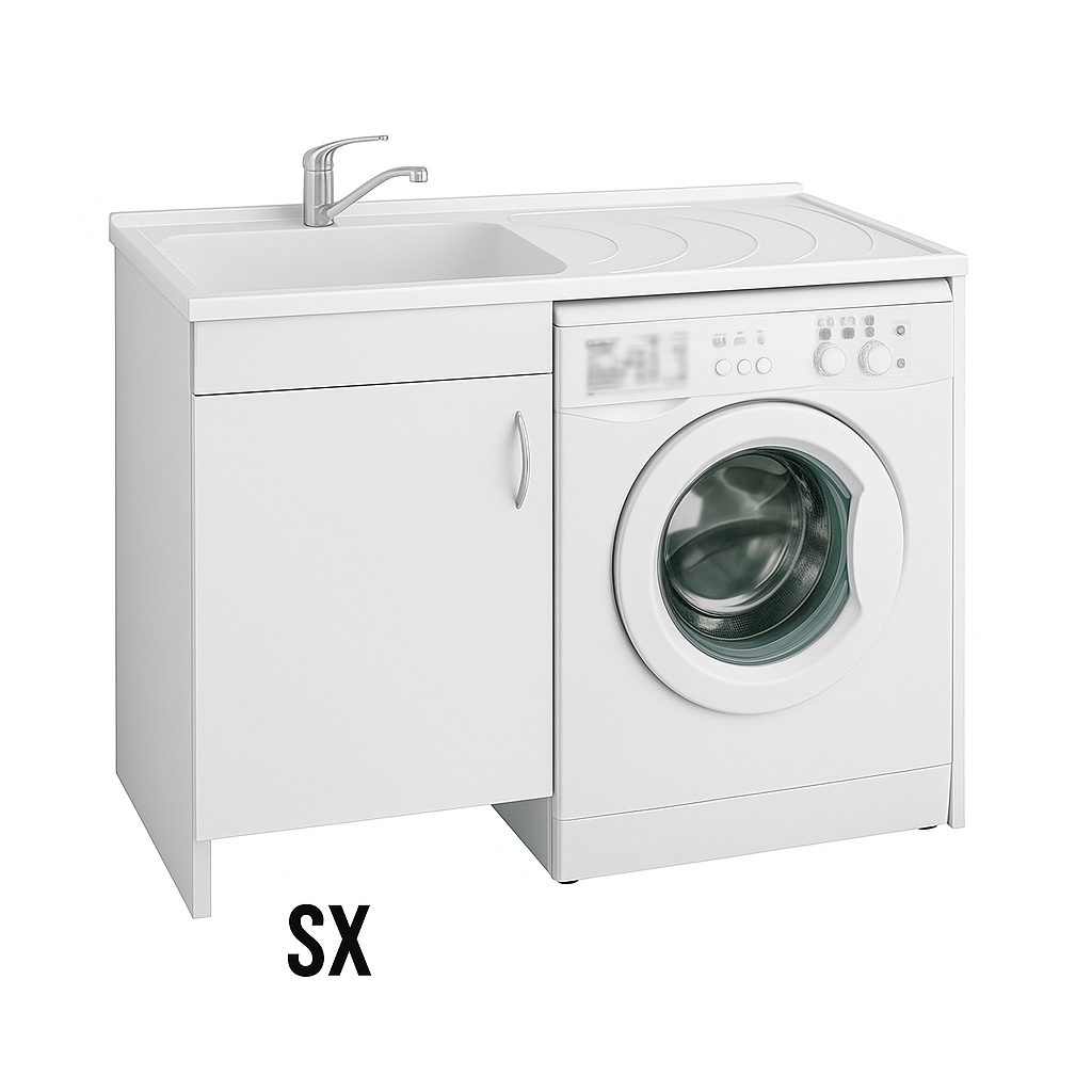 MOBILE IN LEGNO CON LAVATOIO + COPRILAVATRICE MOD. IDEX- 60 x 109 x H.89 cm Vasca a Sx- DH- pezzi 1