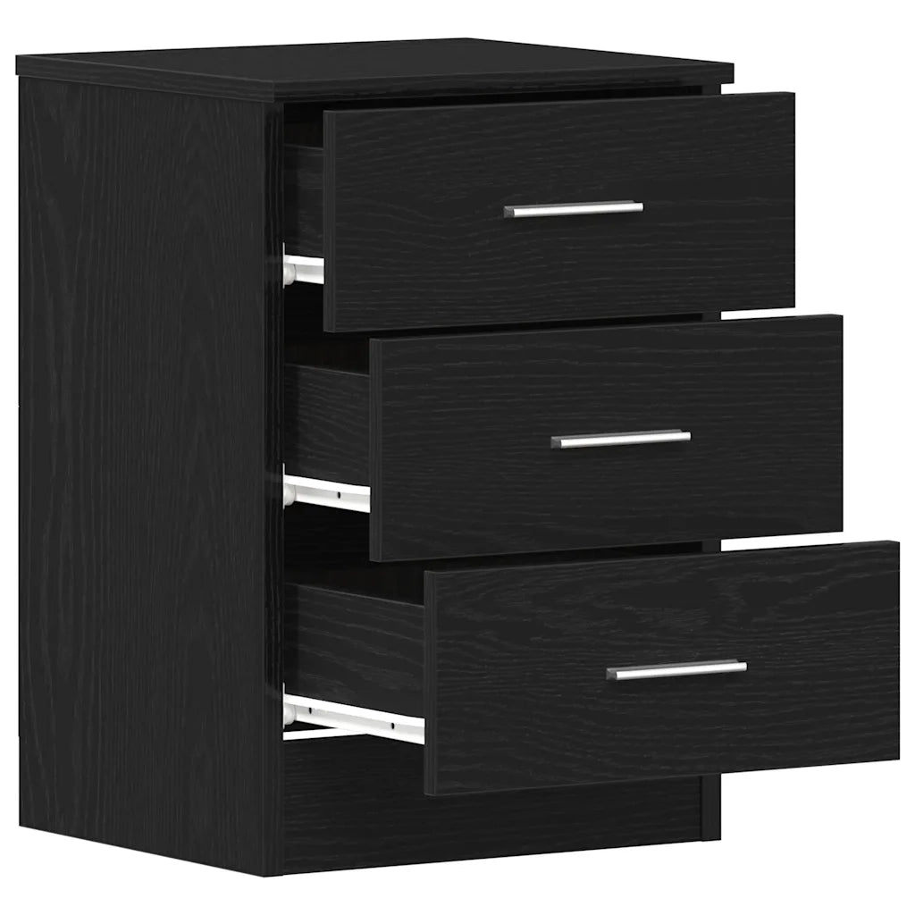 Comodini 2 pz rovere Nero 38x35x55 cm in Legno Multistrato 862429