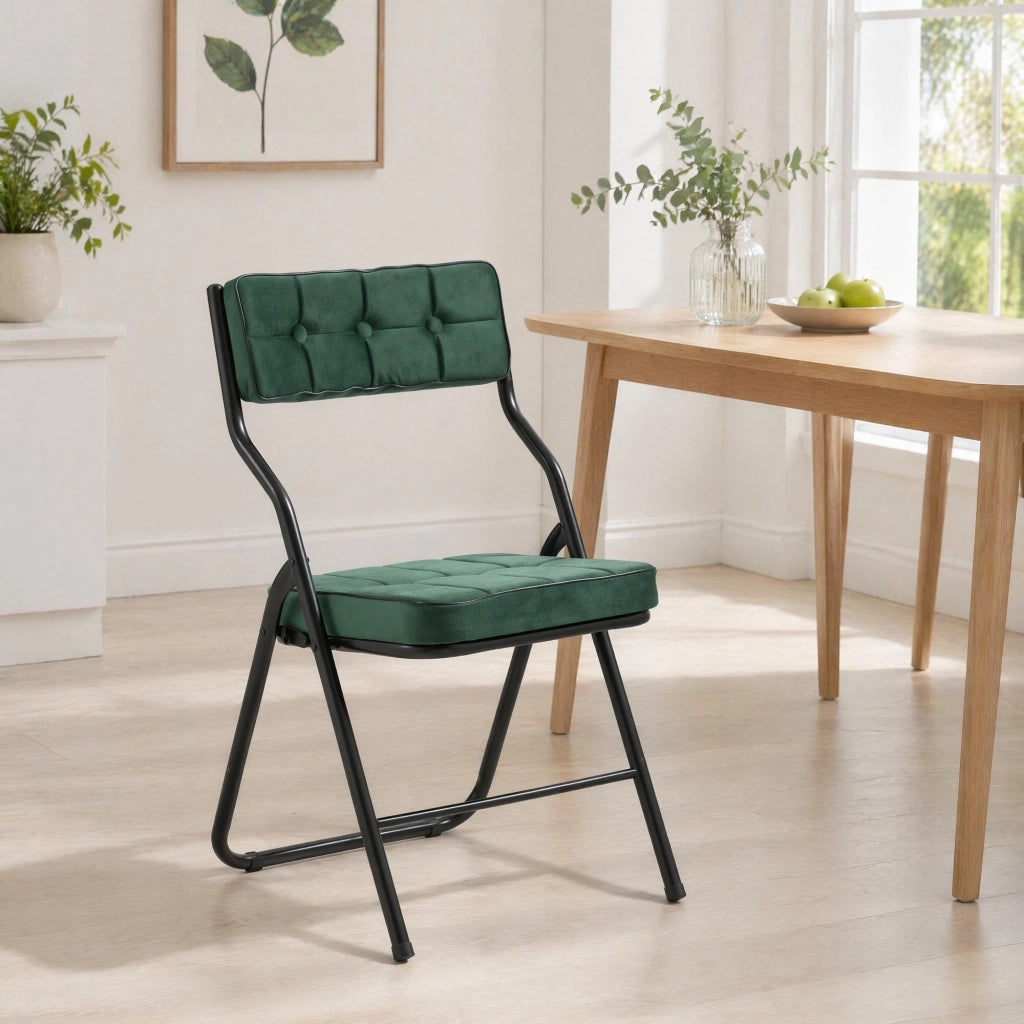 SEDIA PIEGHEVOLE IMBOTTITA Set da 2 pezzi Verde in acciaio e velluto