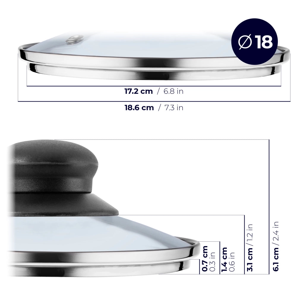 Set di coperchi in vetro KADAX da 16+18 cm, resistenti al calore, per pentole e padelle.