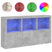 Credenza | Madia | Buffet da pranzo | Armadio da pranzo con Luci LED Grigio Cemento 181,5x37x100 cm